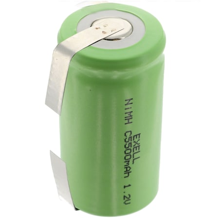Exell Battery 1.2V 5000mAh NiMH C Size Rechargeable Battery w/ Tabs EBC-542-1